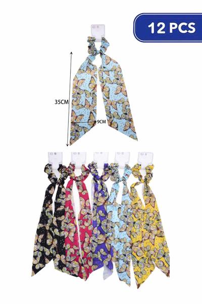 Butterfly Hair Scrunchies Tassel Tie (12 Units)
