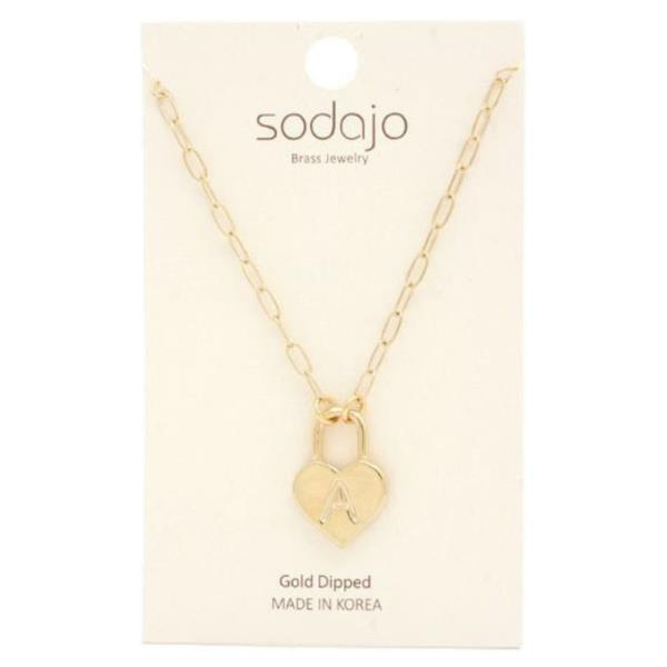SODAJO INITIAL HEART CHARM GOLD DIPPED NECKLACE