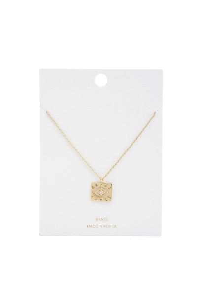 Eye Square Charm Metal Necklace