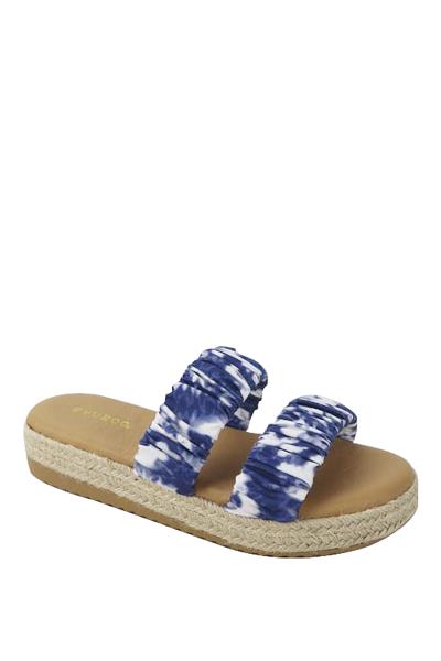 MULTI DESIGN WRINKLED DOUBLE STRAP SLIPPER SANDALS