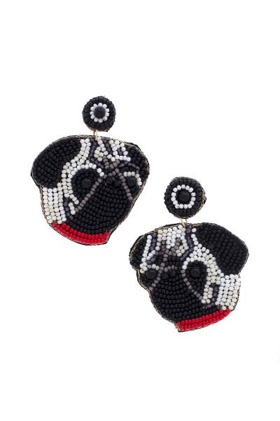 Seed Bead Pug Earring