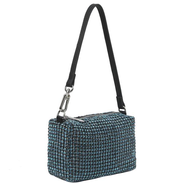 Rhinestone Design Zipper Crossbody Bag