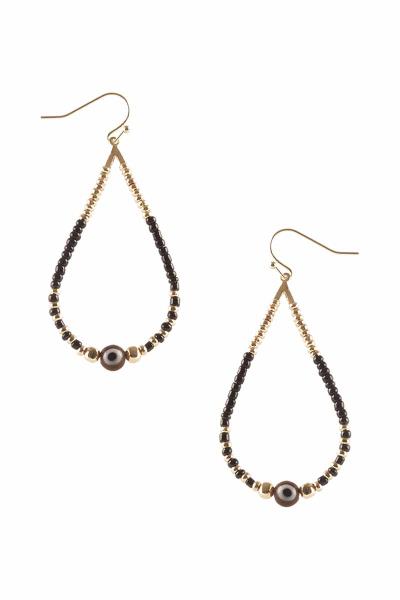 Metal Seed Bead Mix Evil Eye Teardrop Earring