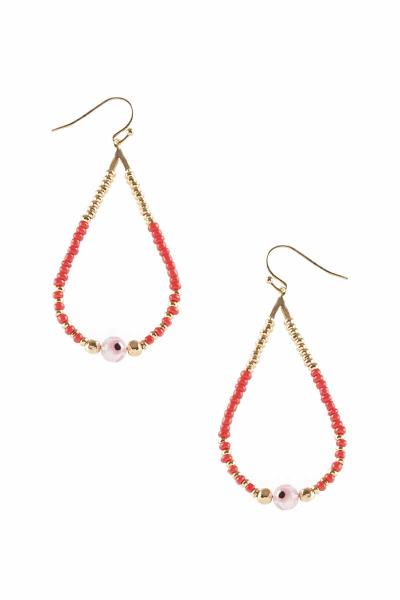 Metal Seed Bead Mix Evil Eye Teardrop Earring