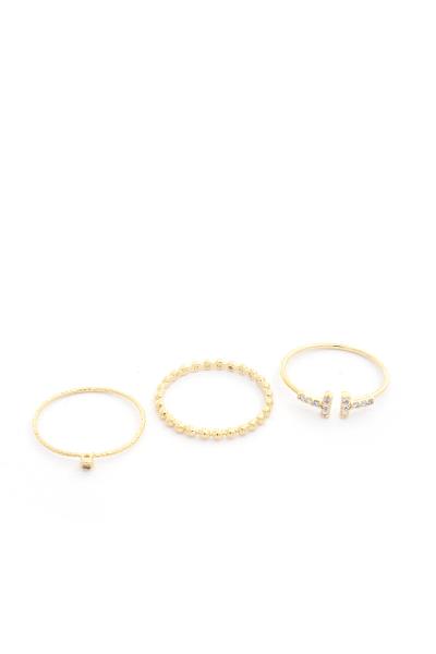 Rhinestone Metal Ring Set