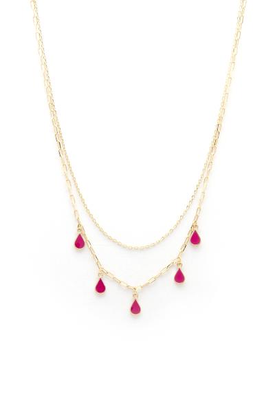 DAINTY TEARDROP CHARM LAYERED NECKLACE