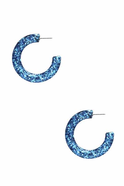 RESIN GLITTER HOOP EARRING