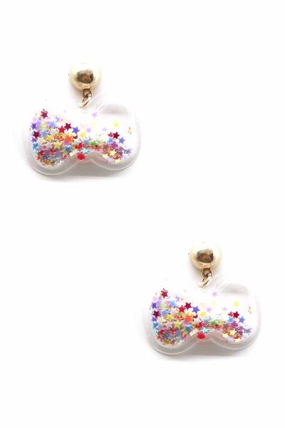 Clear Star Ribbon Dangle Earring