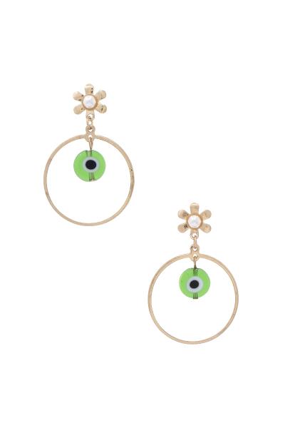 Metal Round Evil Eye Dangle Earring