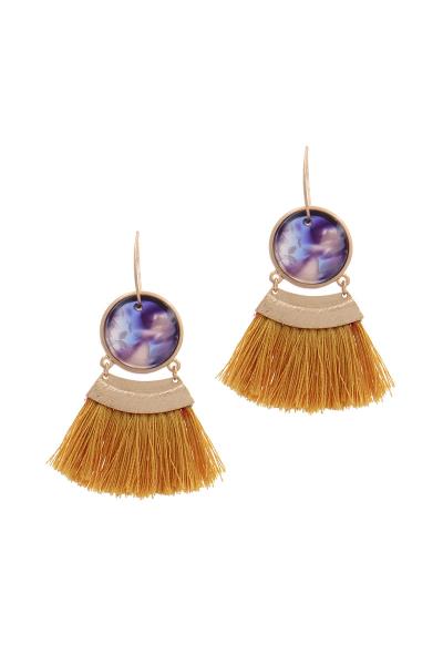 Acetate Circle Tassel Drop Earring