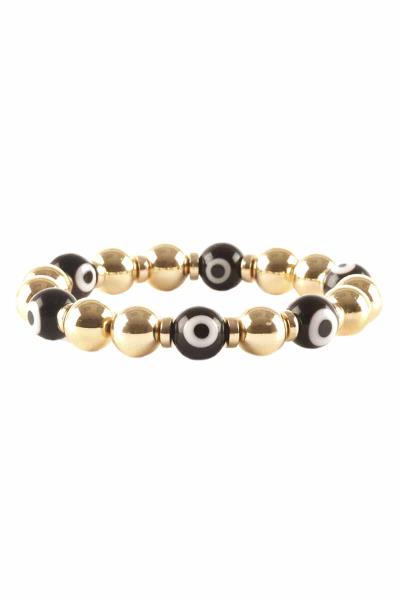 Metal Ball Bead Evil Eye Stretch Bracelet