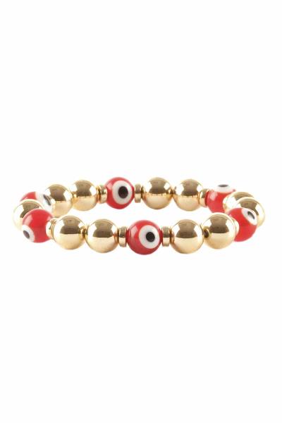 Metal Ball Bead Evil Eye Stretch Bracelet