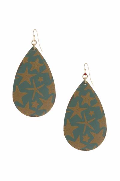Leather Teardrop Starfish Dangle Earring