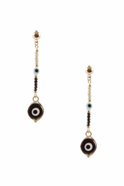 Seed Bead Evil Eye Drop Earring