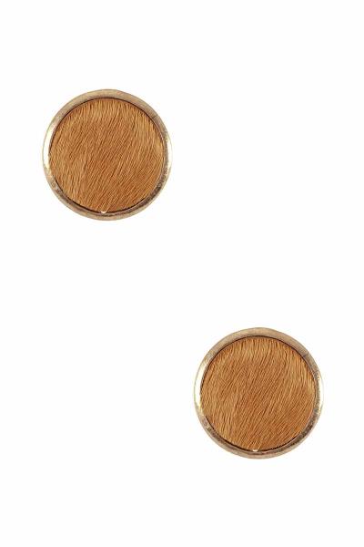 Metal Round Hair Calf Stud Earring
