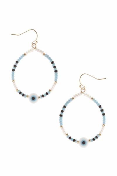 Seed Bead Evil Eye Teardrop Dangle Earring