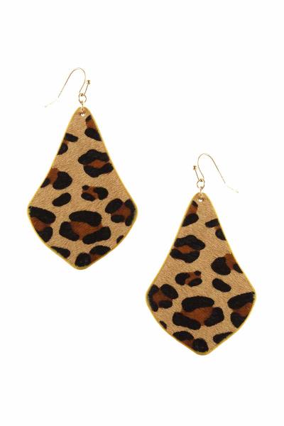 Leather Leopard Dangle Earring