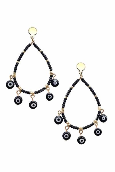 Seed Bead Evil Eye Teardrop Dangle Earring