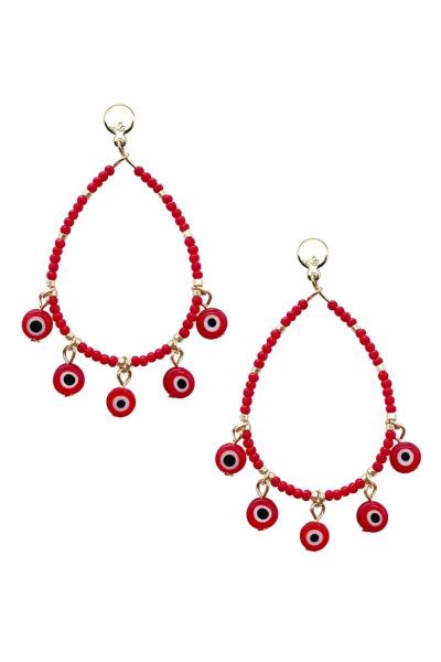 Seed Bead Evil Eye Teardrop Dangle Earring