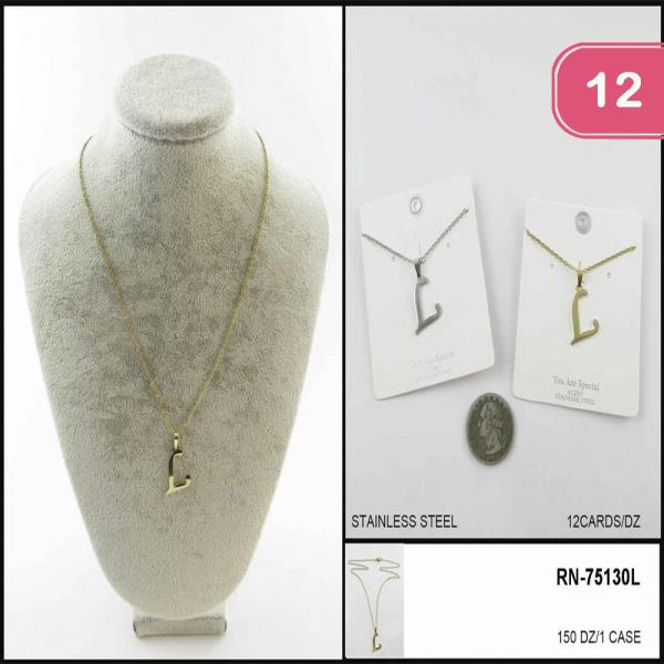 Stainless Steel Initial Necklace (12 Units)