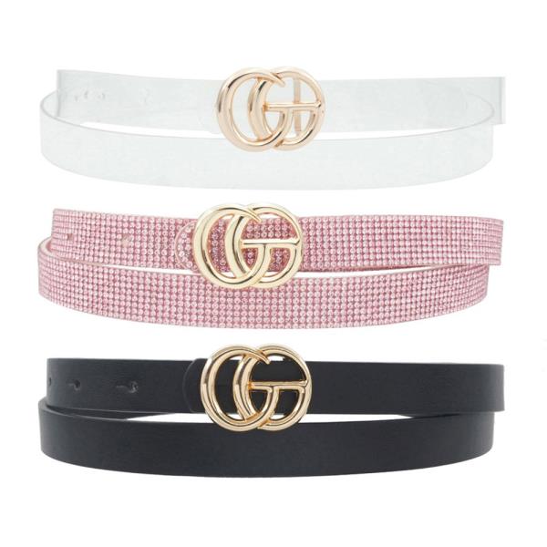 2 PU 1 RS STRAP BUCKLE TRIO SKINNY BELT SET