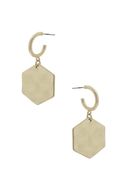 Hexagon Shape Huggie Earring