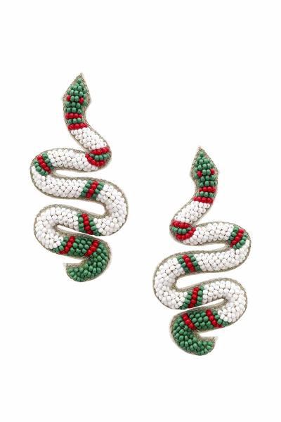 Seed Bead Swirl Snake Earring