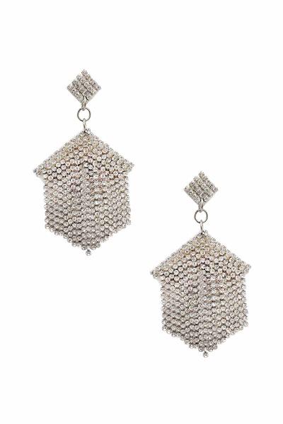 Rhinestone Square Tassel Dangle Earring