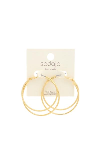 SODAJO DOUBLE HOOP GOLD DIPPED EARRING