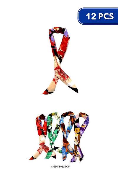Multi Color Design Hair Scarf Bandana (12 Units)