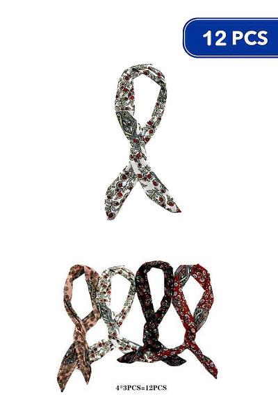 Multi Design Smooth Hair Scarf Bandana (12 Units)