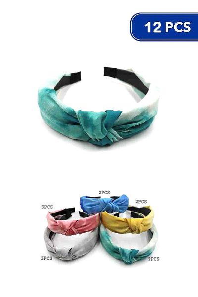 Tie Dye Design Knotted Hair Headband (12 Units)