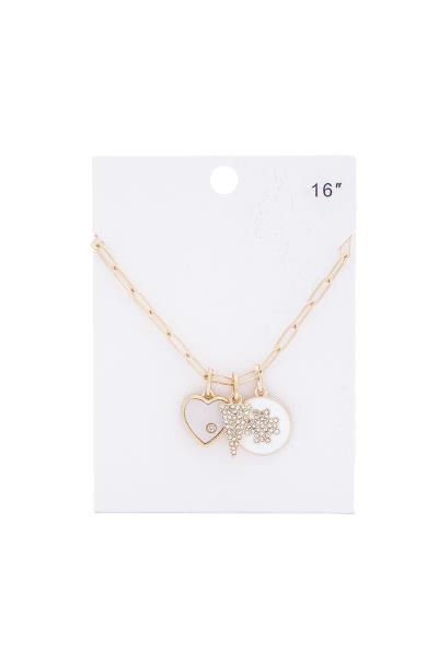 HEART CHARM OVAL LINK NECKLACE