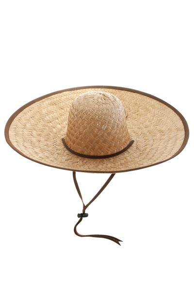 LARGE DRAWSTRING STRAW SUN HAT