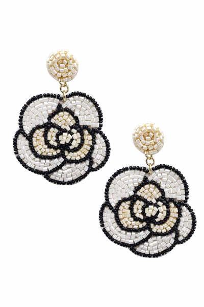 Seed Bead Flower Dangle Earring