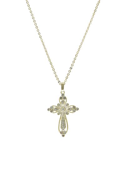 FASHION CUBIC ZIRCONIA CROSS NECKLACE