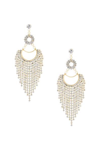 Rhinestone Circle Drop Fringe Earring