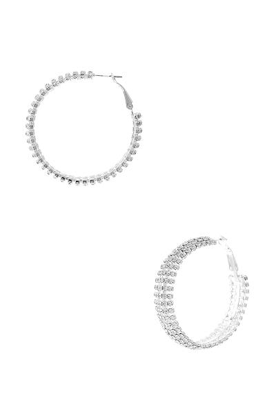 RHINESTONE 45MM 5 LINE HOOP EARRING