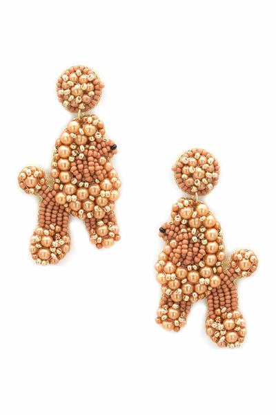 Seed Bead Poodle Dog Dangle Earring