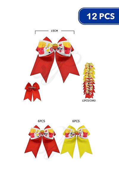 Lovely Fries Ribbon Bow Hair Pin Clip (12 Units)
