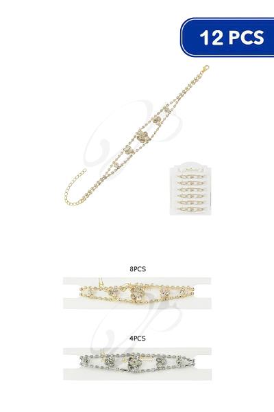 Rhinestone Floral Anklet (12 Units)