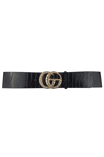 FASHION SPARKLING CRYSTAL PEARL CROC DESIGN BELT