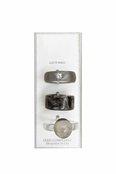 Resin Stone Trendy Ring 3 PC Set