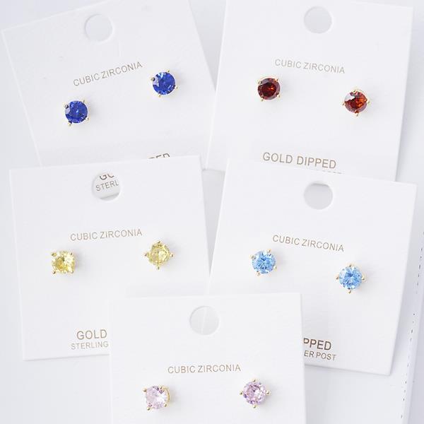 Cubic Zirconia Gold Dipped Stud Earring