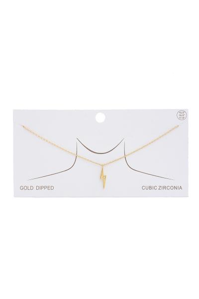 DAINTY LIGHTNING BOLT CHARM GOLD DIPPED NECKLACE