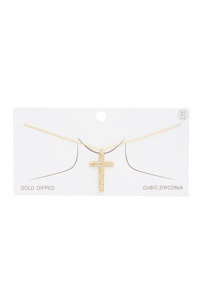 CROSS CUBIC ZIRCONIA GOLD DIPPED NECKLACE