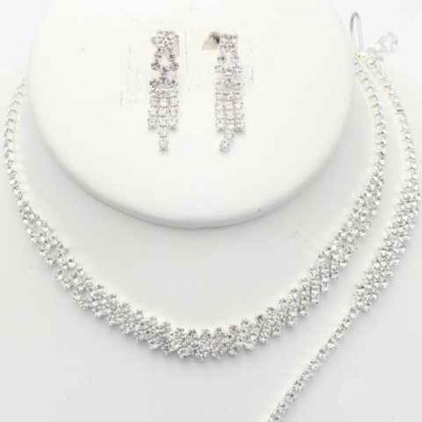Rhinestone Bracelet Necklace Set