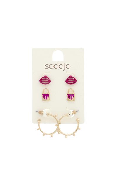 SODAJO Lips Hoop Earring Set
