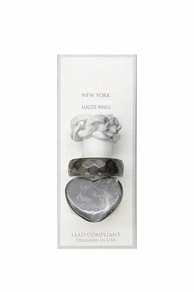 Resin Heart Trendy Ring 3 Pc Set