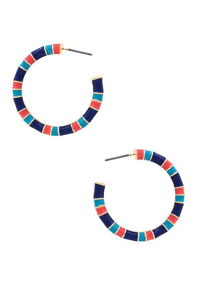 FASHION STRIPE PATTERNED OPEN HOOP EARRING